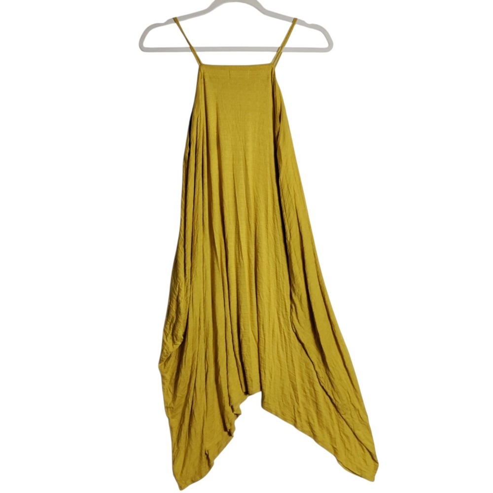 P.Cill Mustard Yellow Dress Spaghetti Strap Handkerchief Hem OS
